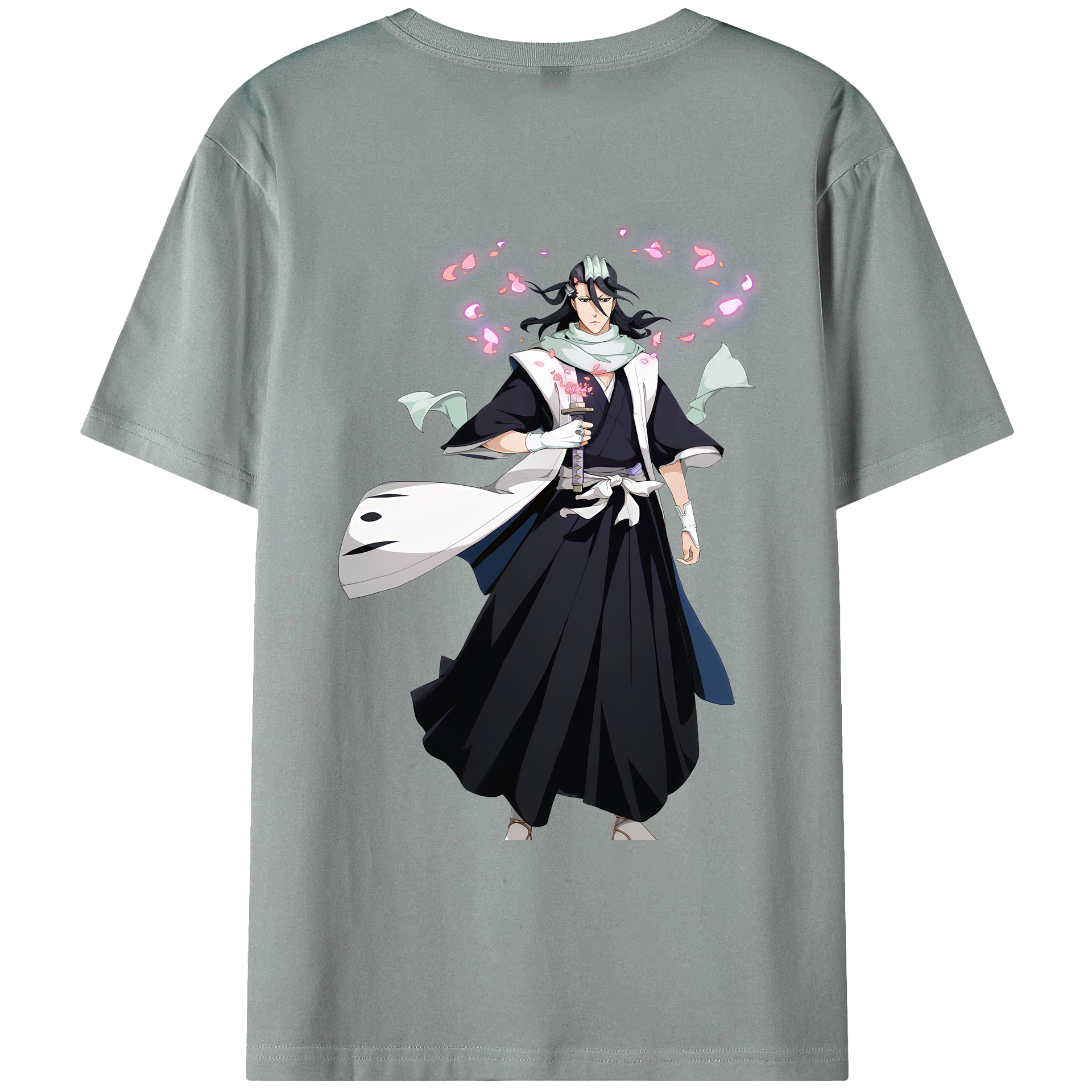 （画像用） ブリーチ くちき びゃくや BLEACH Kuchiki Byakuya 綿100％ メンズ半袖Tシャツ（バックプリント） 通気性